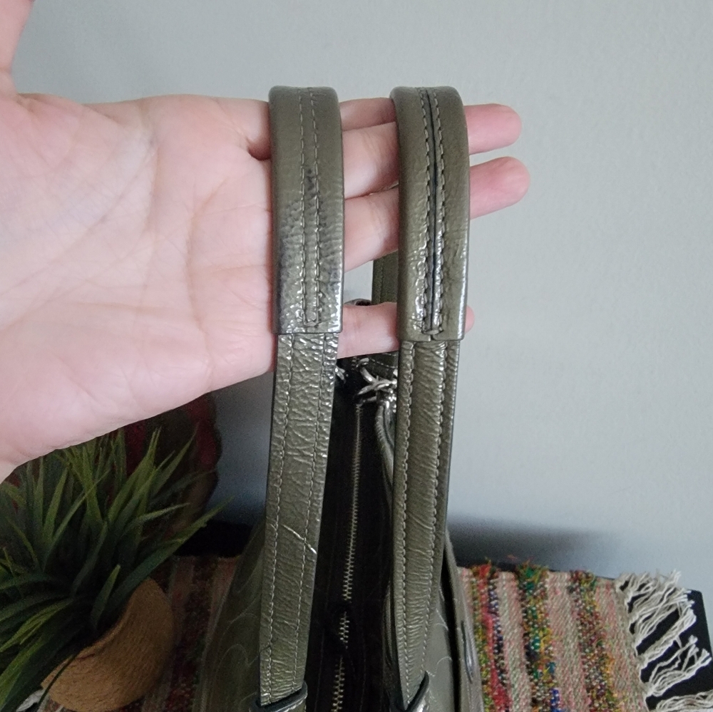 Coach Metallic Army Green Tote Bag - Picture 5 of 9
